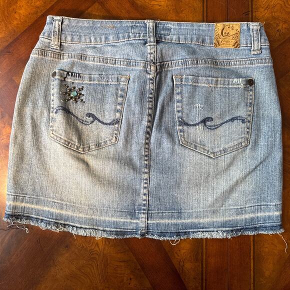 Candies Denim Mini Skirt Embellished Studs And Rinestone - Picture 11 of 13